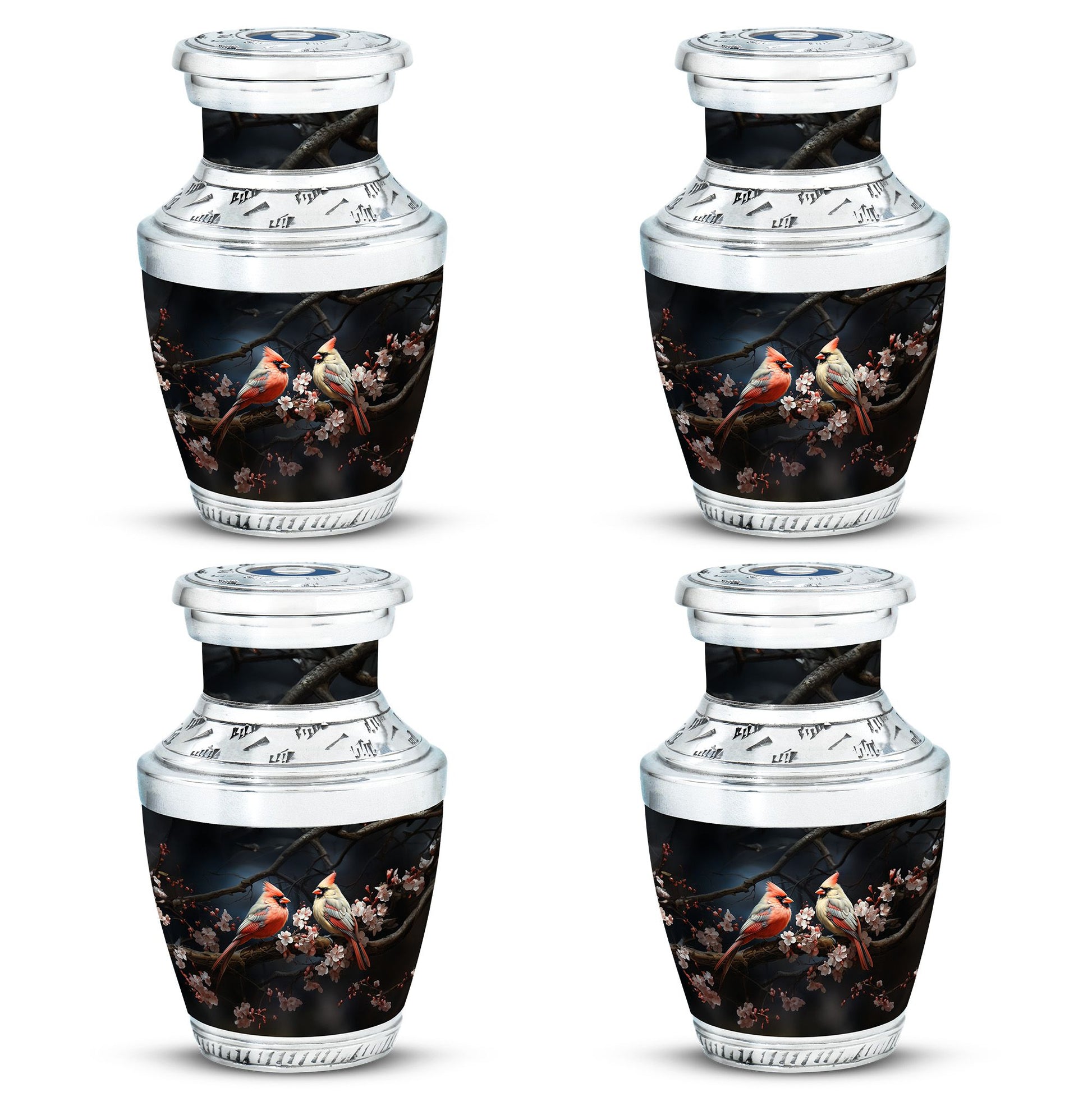 Cardinal Bird Small Urn Set of 4 Combo