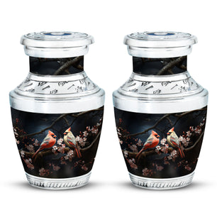 Cardinal Bird Small Urn Set of 2 Combo