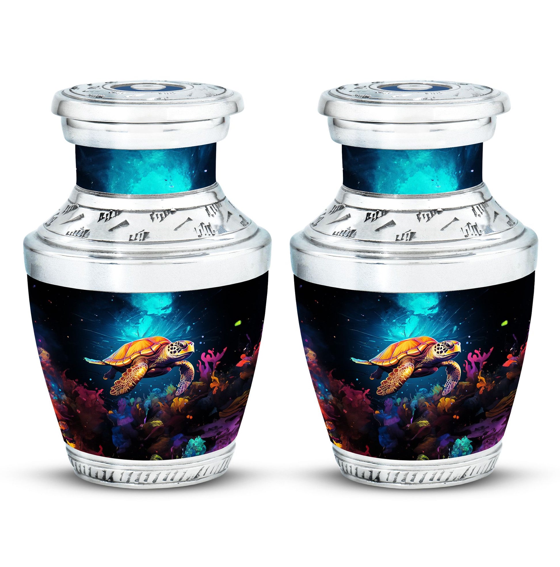 Turtle  Small Urn Set of 2 Combo