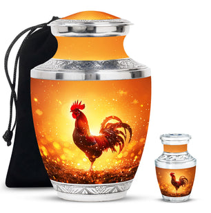 Rooster  Large urn & 1 Small Urn