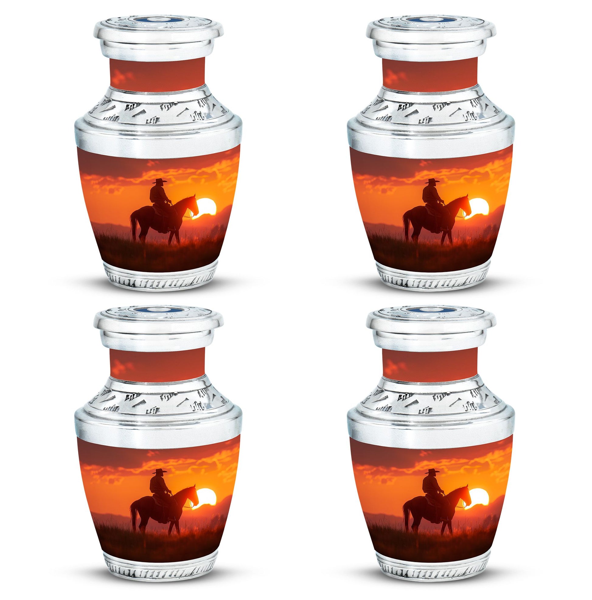 Cowboy  Small Urn Set of 4 Combo