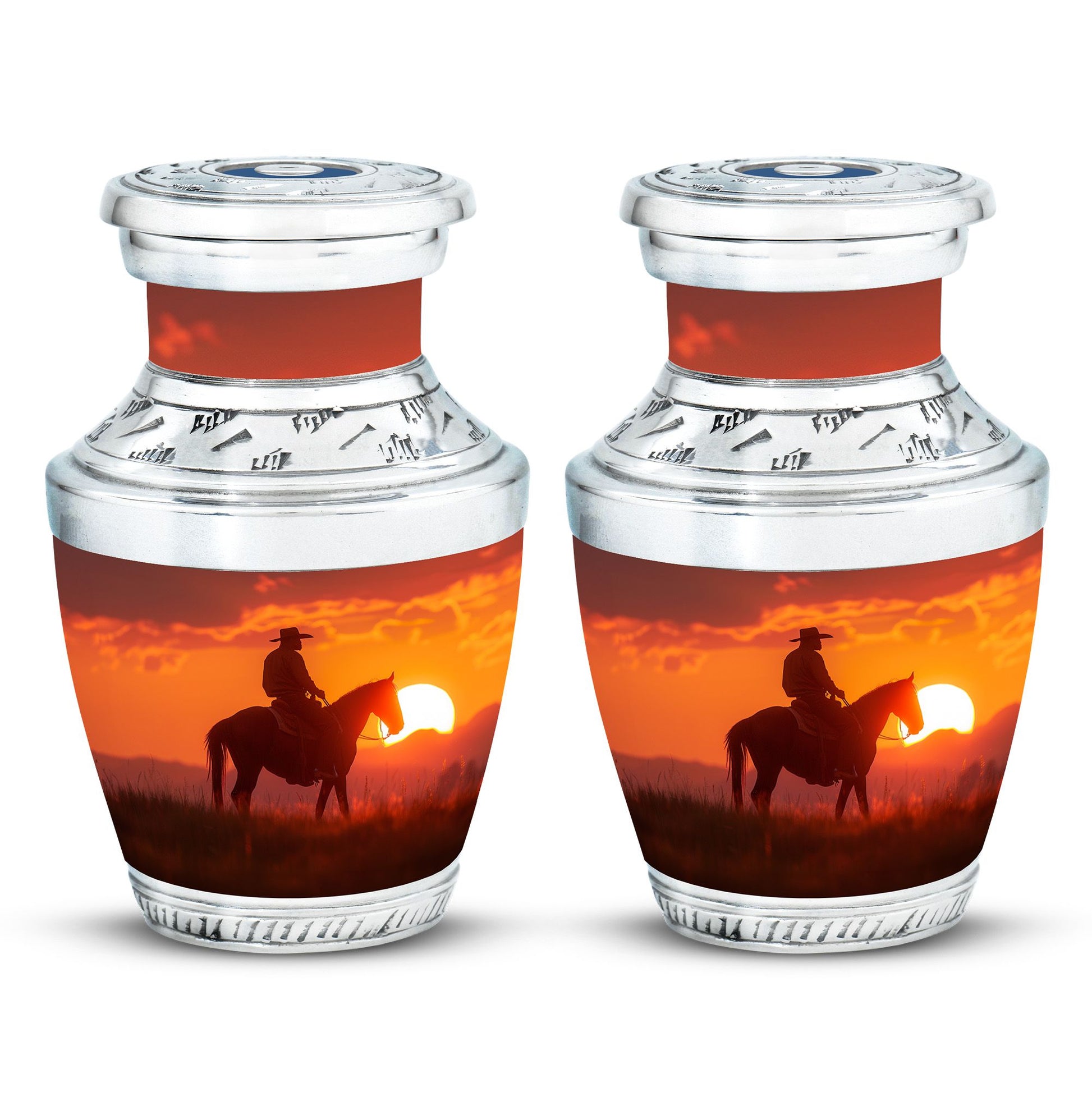 Cowboy  Small Urn Set of 2 Combo