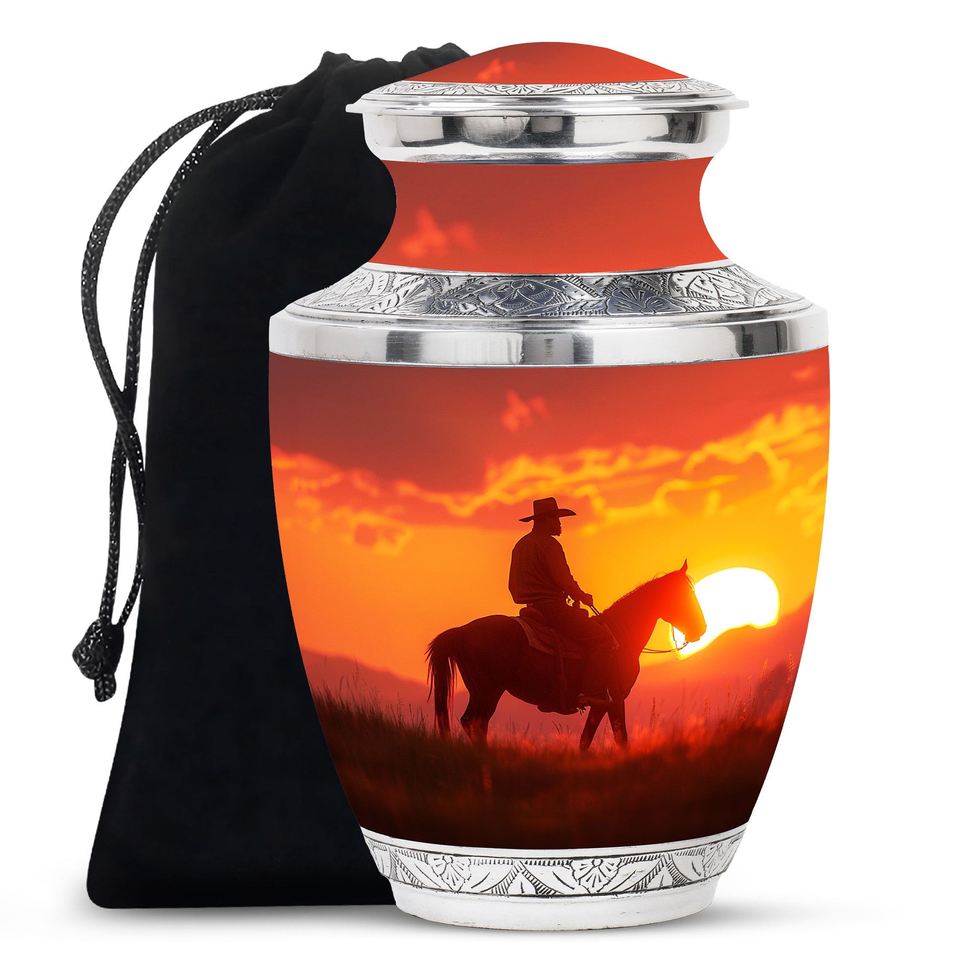 Cowboy  Large Urn 10 Inch