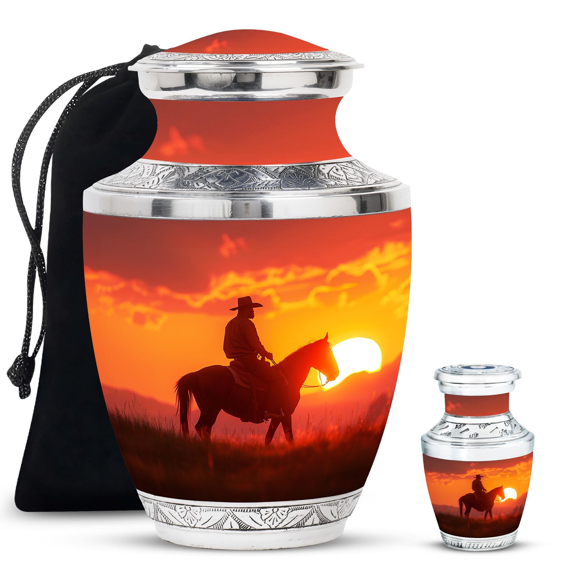 Cowboy  Large urn & 1 Small Urn