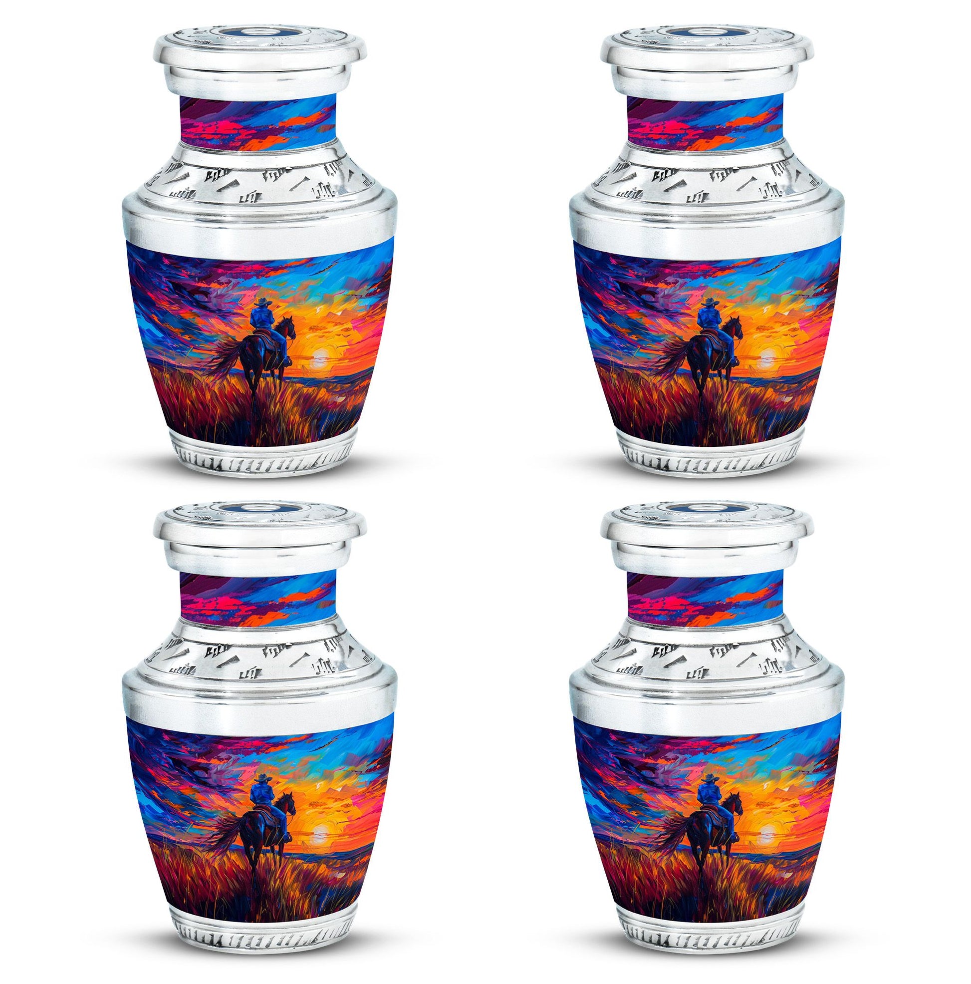 Cowboy  Small Urn Set of 4 Combo