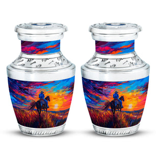 Cowboy  Small Urn Set of 2 Combo