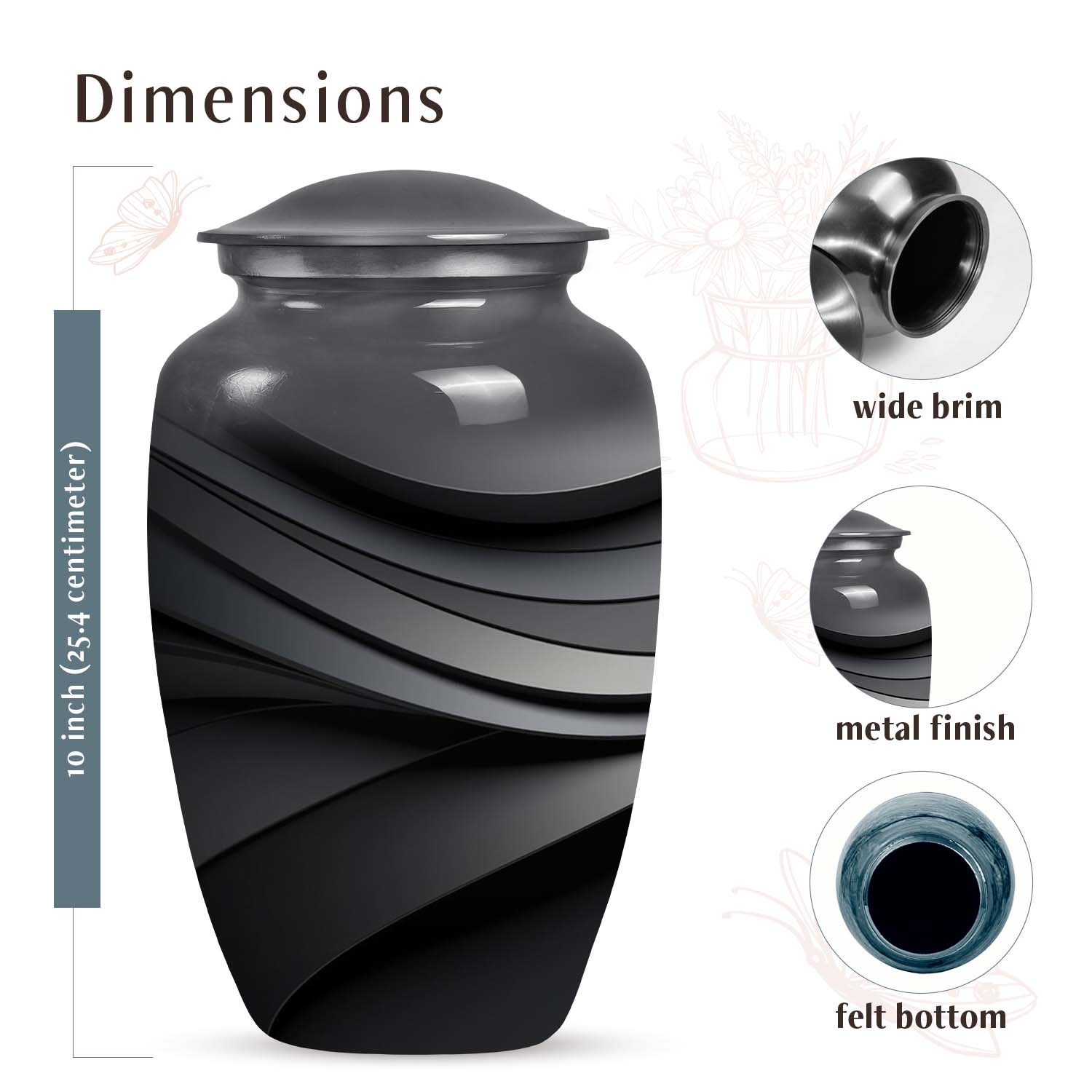 Black Urn Medium 6 Inch