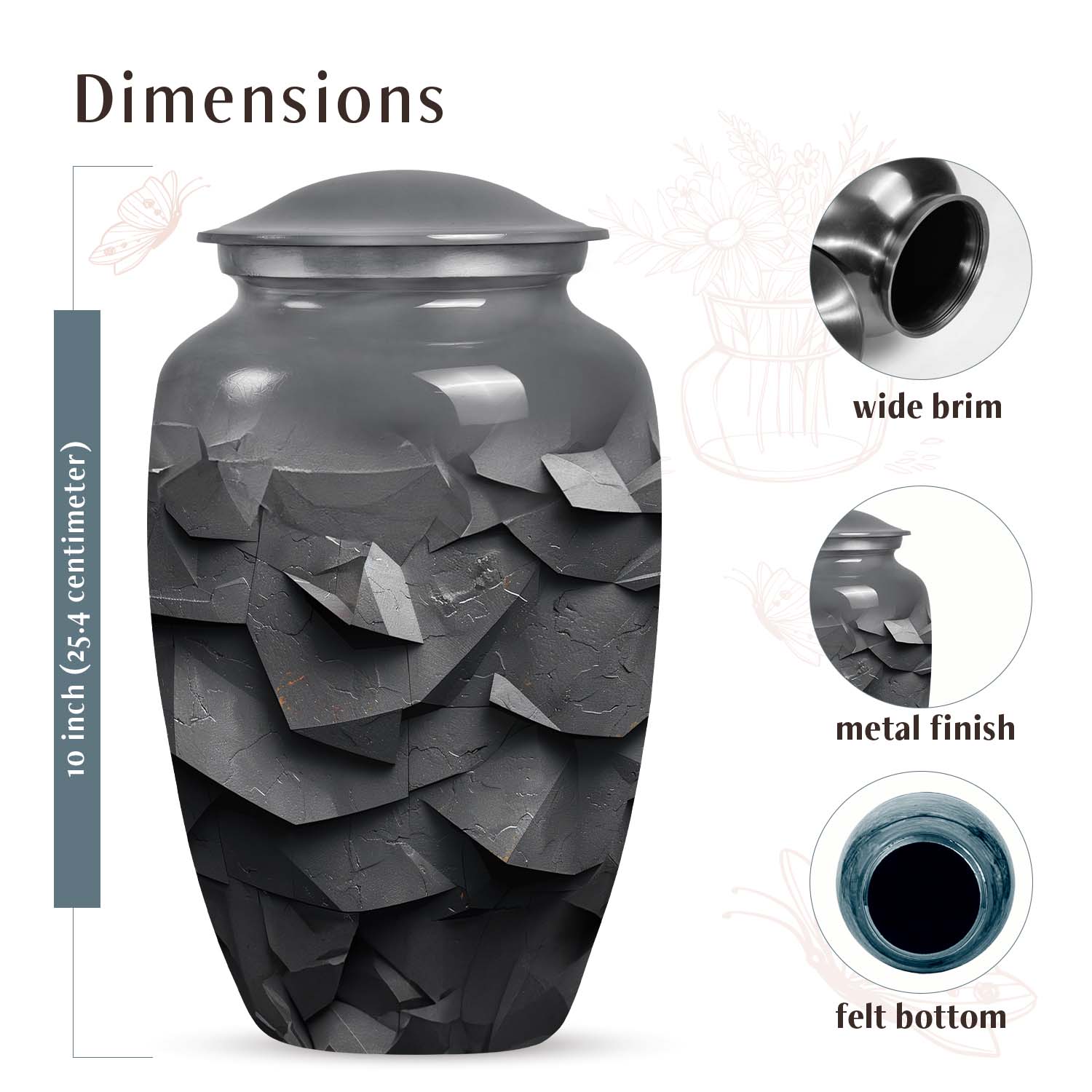 Black Urn Medium 6 Inch