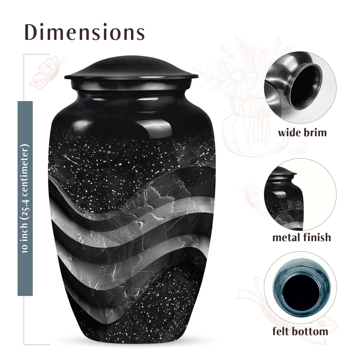 Black Urn Medium 6 Inch