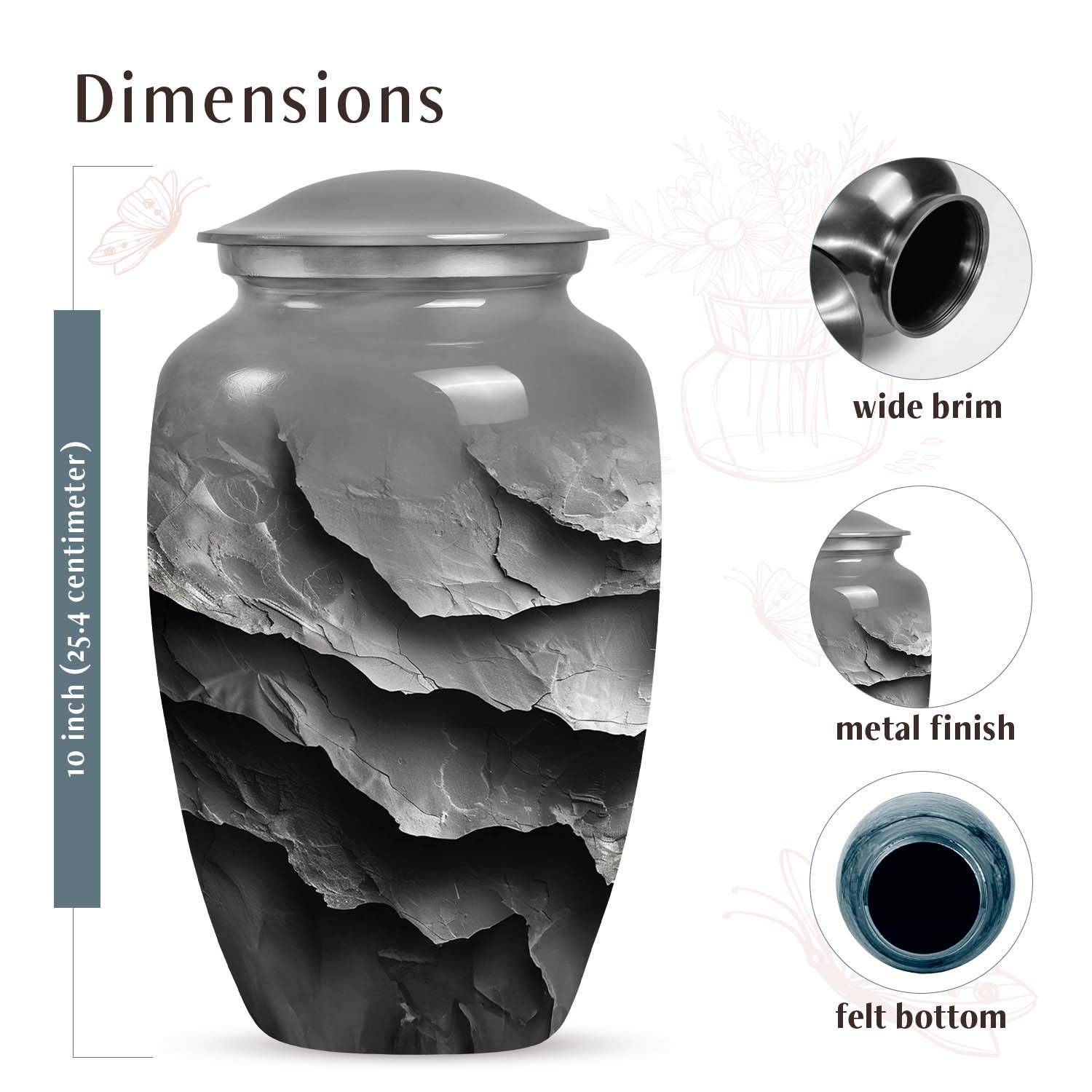 Black Urn Medium 6 Inch