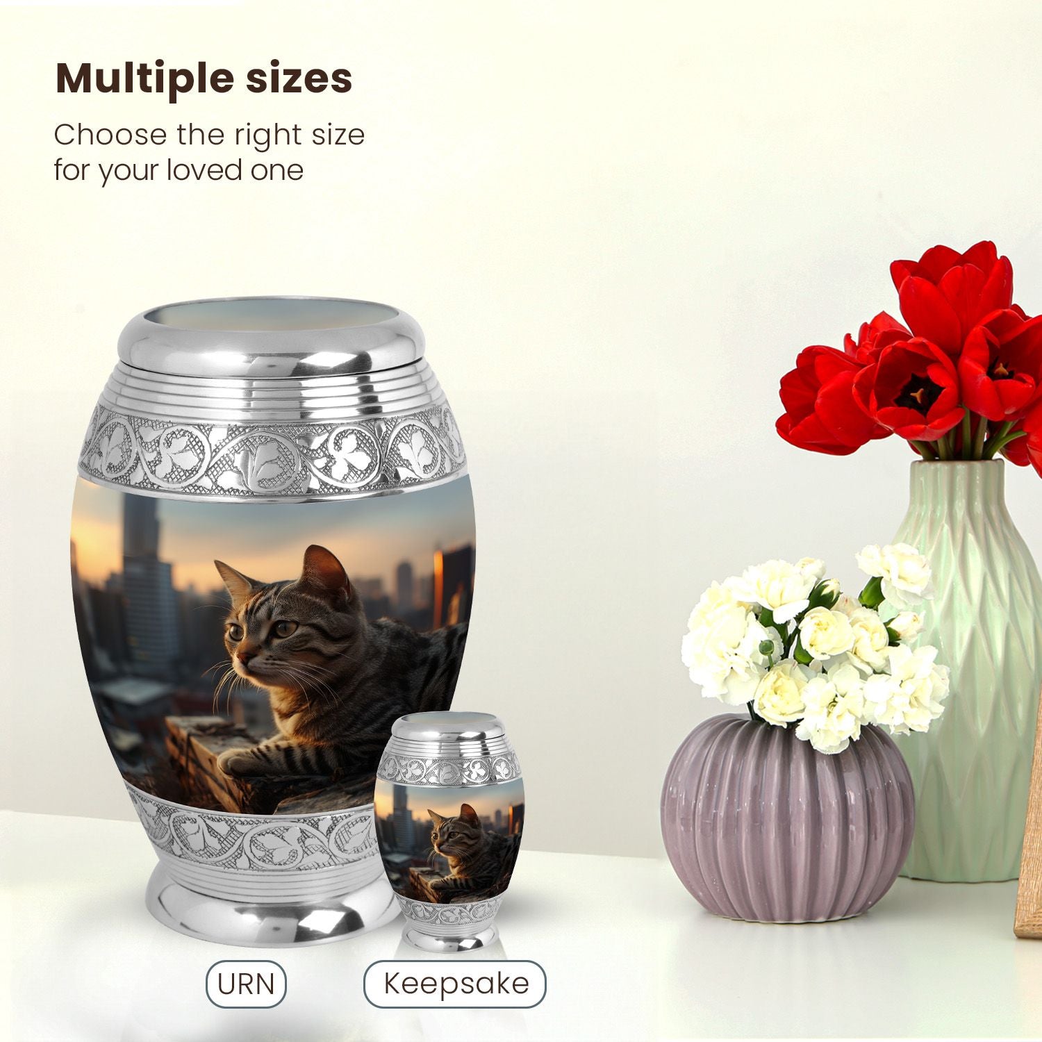 Cat Large Urn 10 Inch