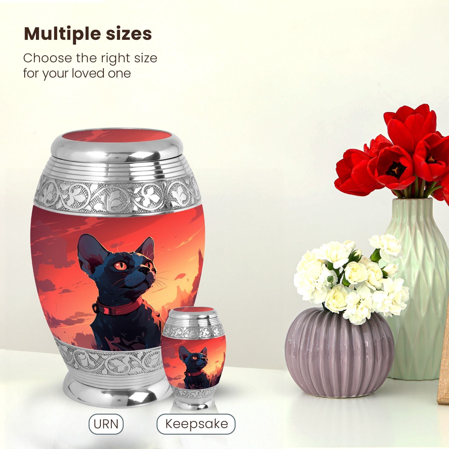 Cat Large Urn 10 Inch