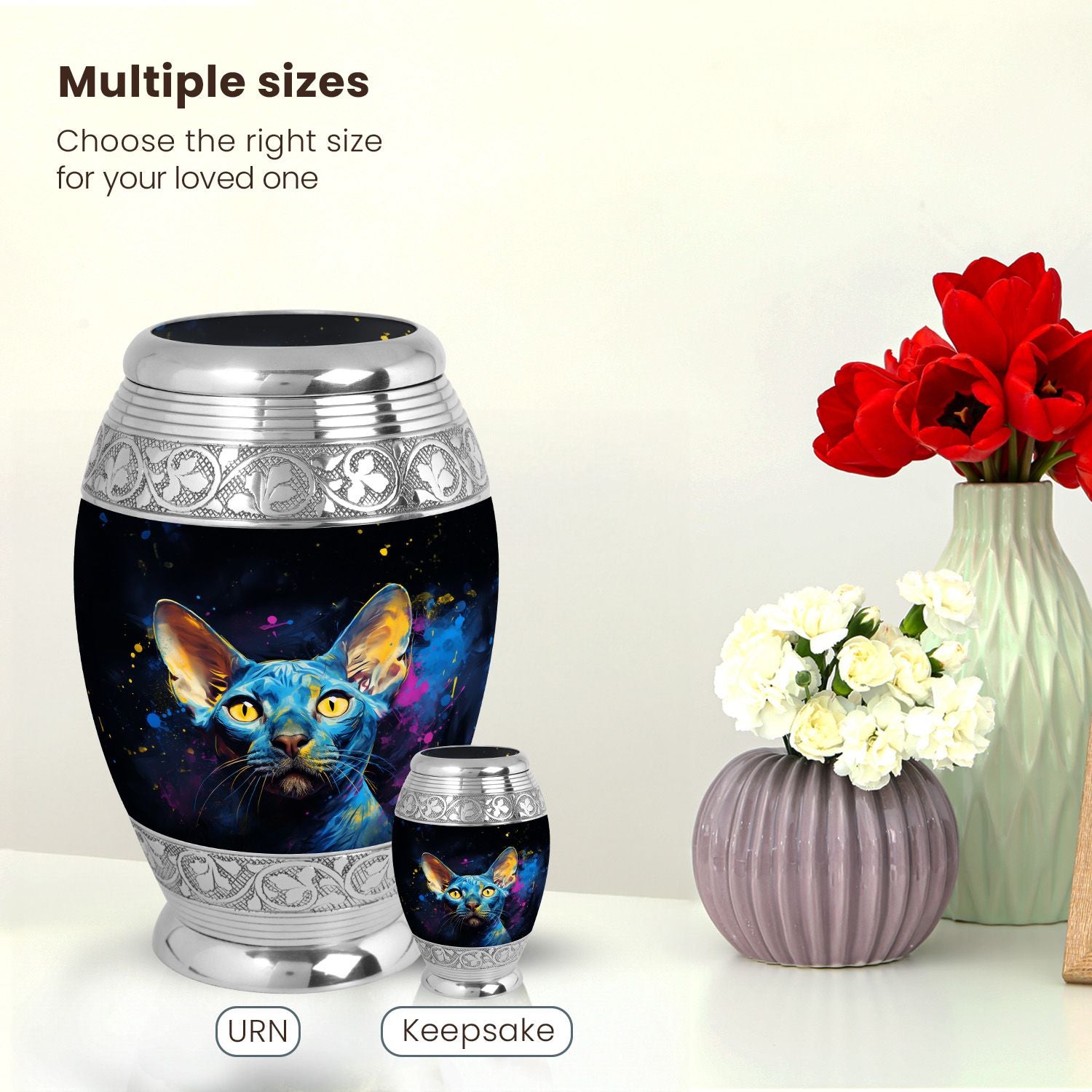 Cat Large Urn 10 Inch