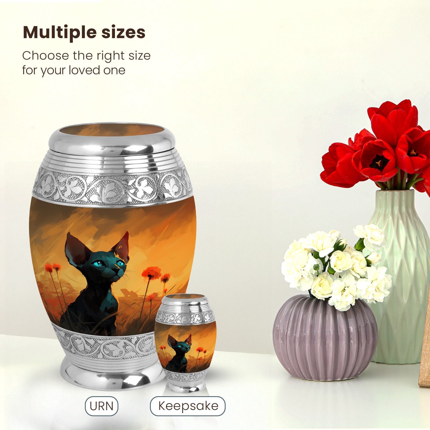 Cat Large Urn 10 Inch